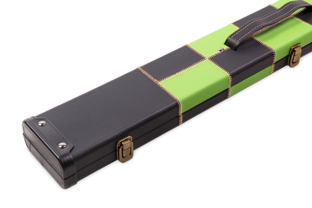 Deluxe 2 Piece 3 SLOT CHEQUERED Snooker Pool Cue Case with Plastic Ends