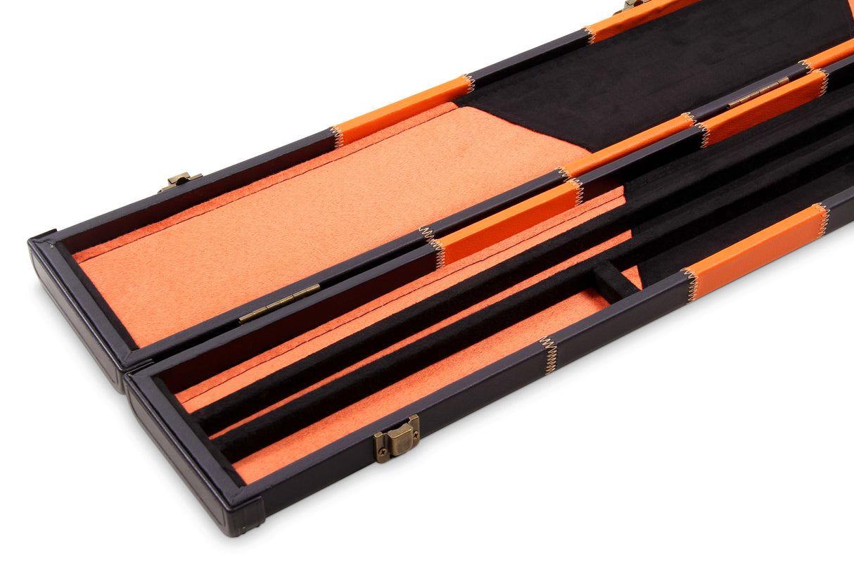 Deluxe 2 Piece 3 SLOT CHEQUERED Snooker Pool Cue Case with Plastic Ends