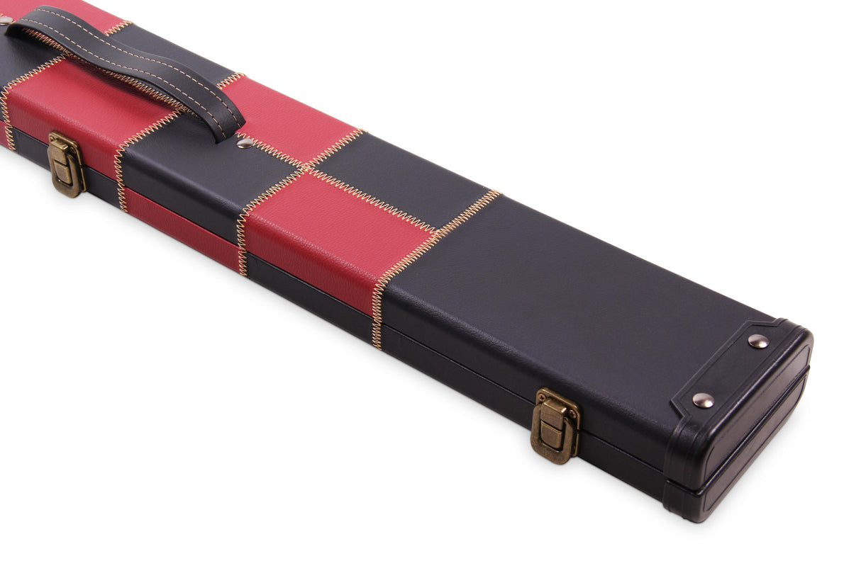 Deluxe 2 Piece 3 SLOT CHEQUERED Snooker Pool Cue Case with Plastic Ends