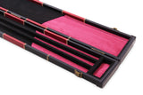 Deluxe 2 Piece 3 SLOT CHEQUERED Snooker Pool Cue Case with Plastic Ends