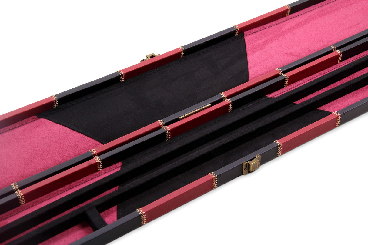 Deluxe 2 Piece 3 SLOT CHEQUERED Snooker Pool Cue Case with Plastic Ends