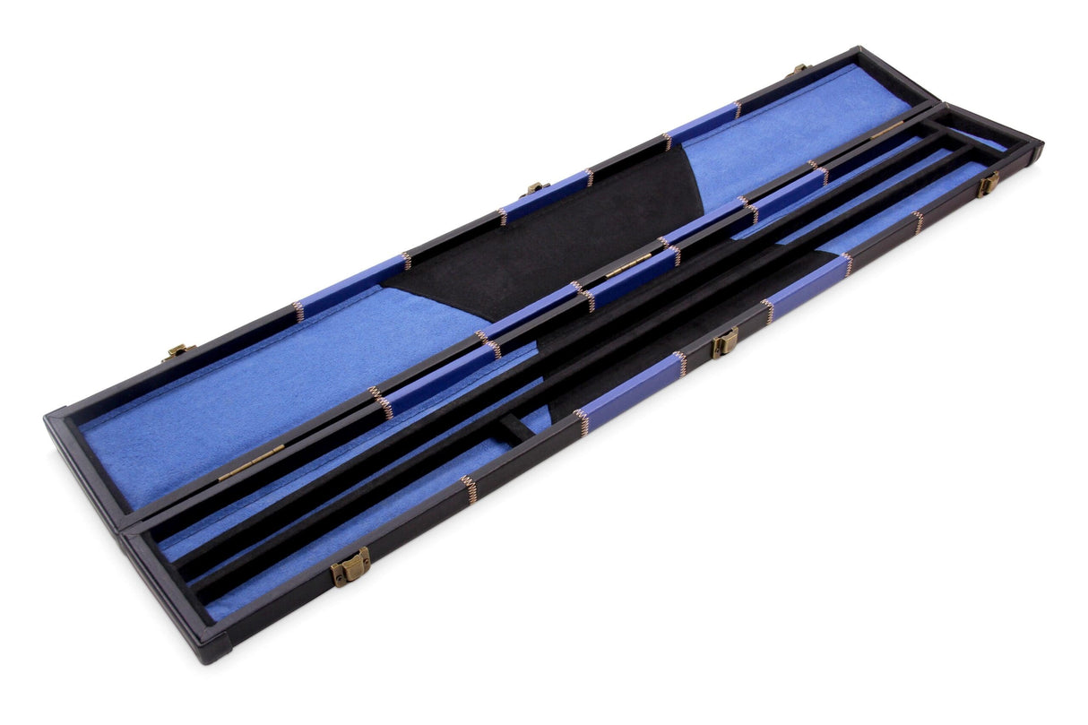 Deluxe 2 Piece 3 SLOT CHEQUERED Snooker Pool Cue Case with Plastic Ends