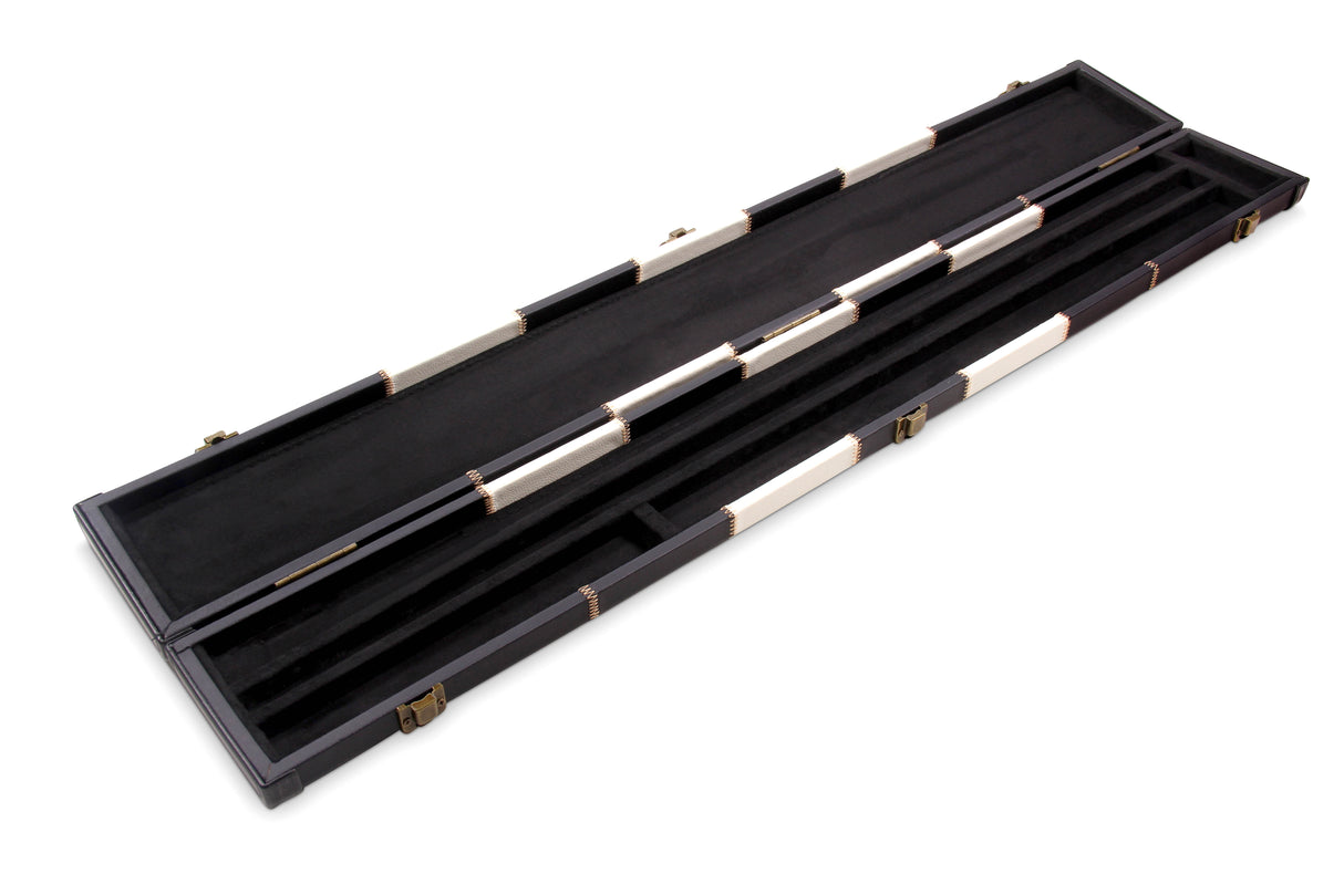 Deluxe 2 Piece 3 SLOT CHEQUERED Snooker Pool Cue Case with Plastic Ends