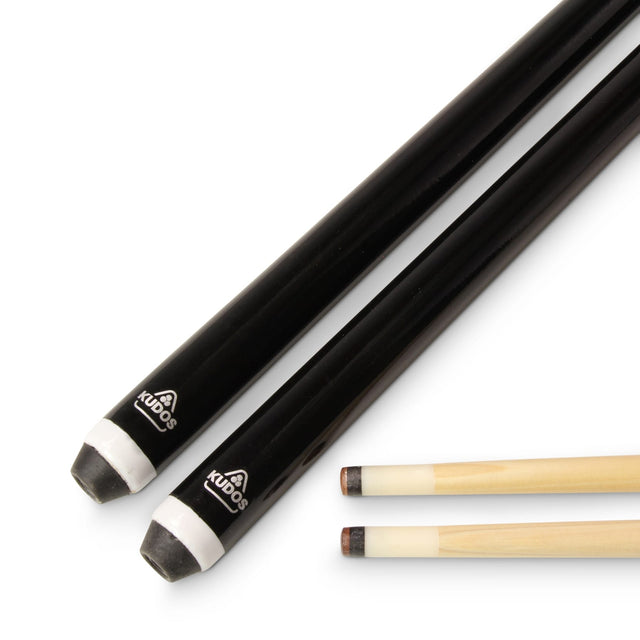 Kudos PAIR 36 Inch BLACK BUTT Hardwood Economy 2pc Junior Kids Snooker Pool Cue with 4 x 11mm Screw Tip