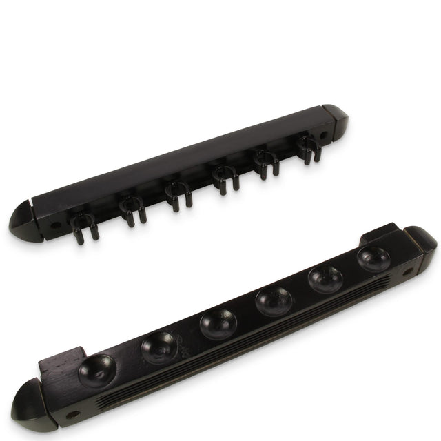 2pc BLACK Colour 6 Way Plastic Clip Wall Mounted Cue Rack - holds 6 cues