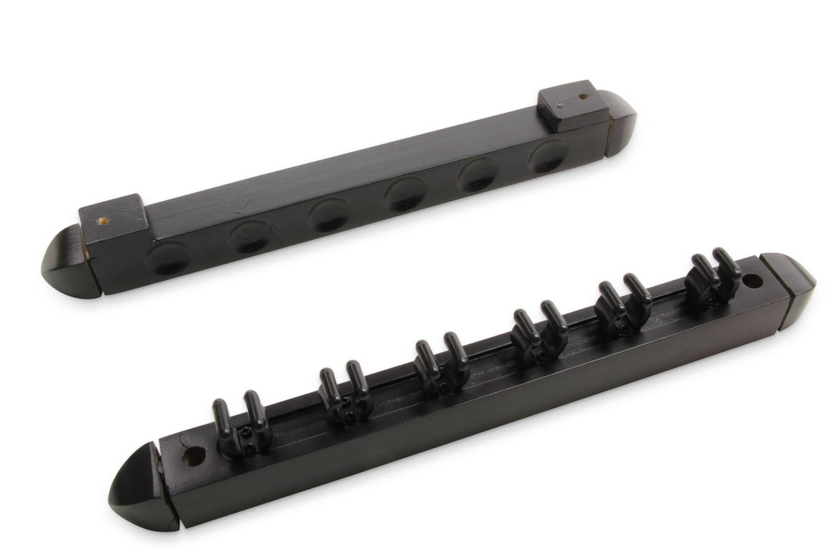 2pc BLACK Colour 6 Way Plastic Clip Wall Mounted Cue Rack - holds 6 cues