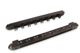8 Way BLACK 2pc Wall Mounted PLASTIC CLIP Cue Rack - holds 8 Cues