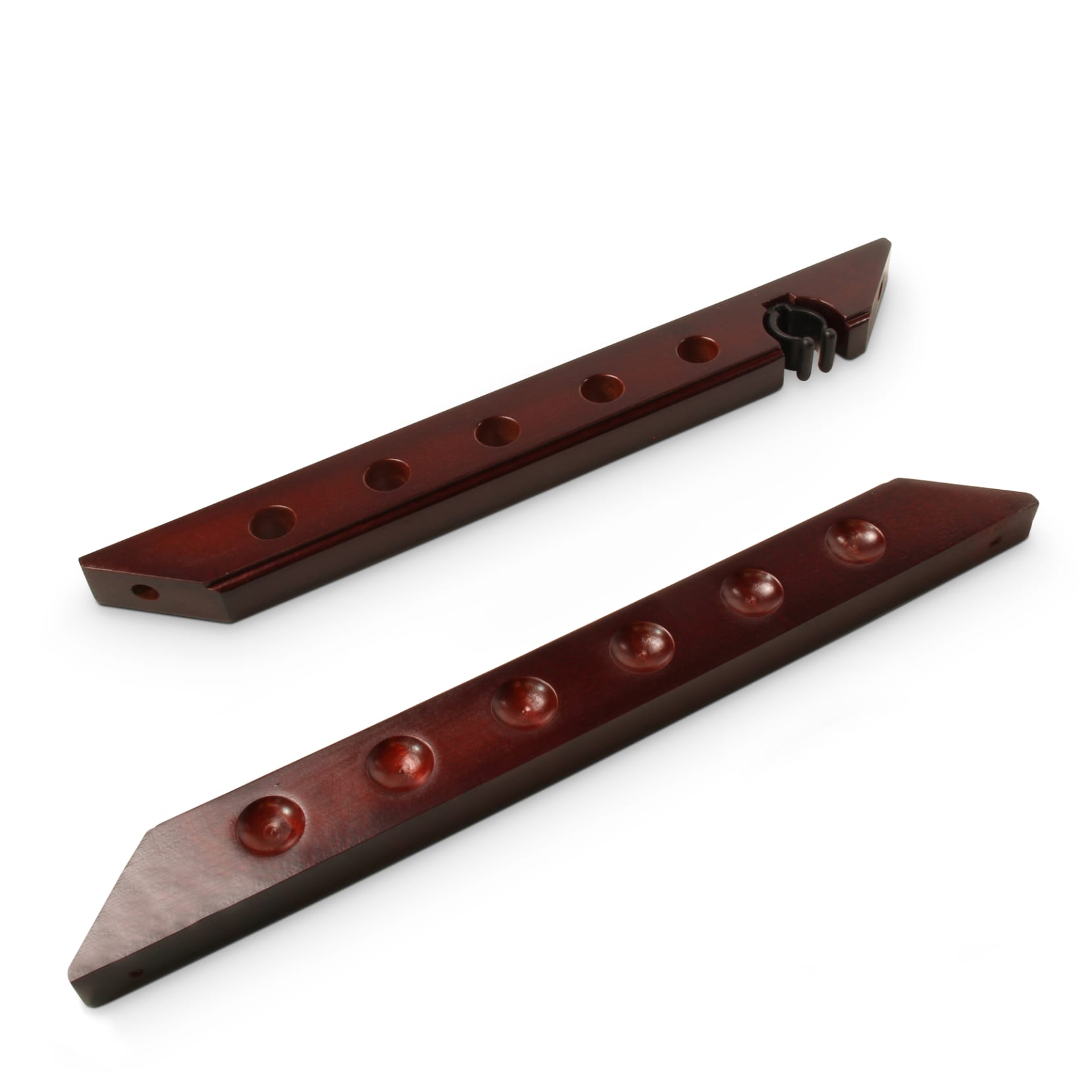 Mahogany Stained STRAIGHT 5 + 1 6 Way Wall Mounted Cue Rack