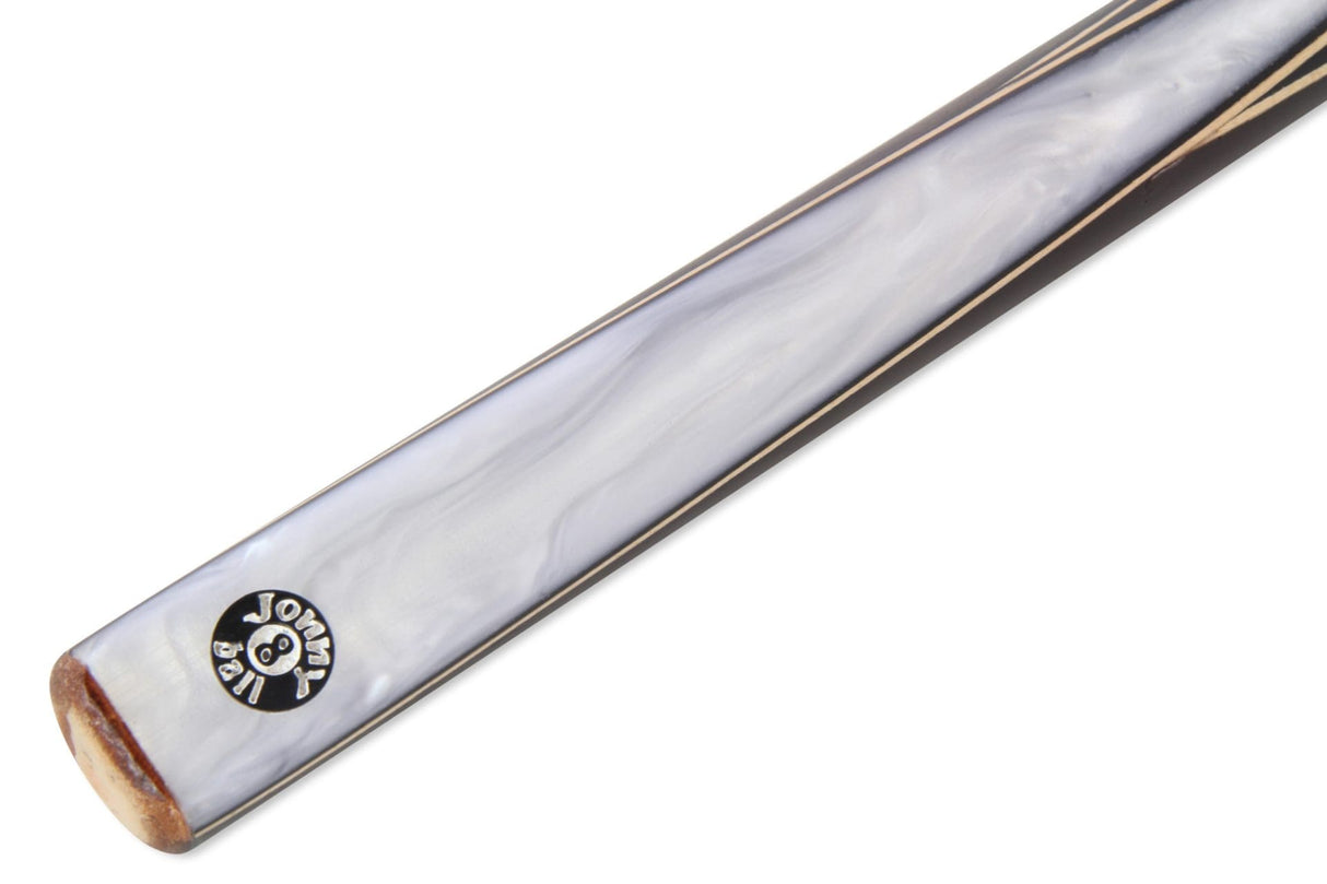 Jonny 8 Ball White Marble 2pc Centre Joint Pool Snooker Cue 9mm Tip with Jonny 8 Ball Black Reinforced Case