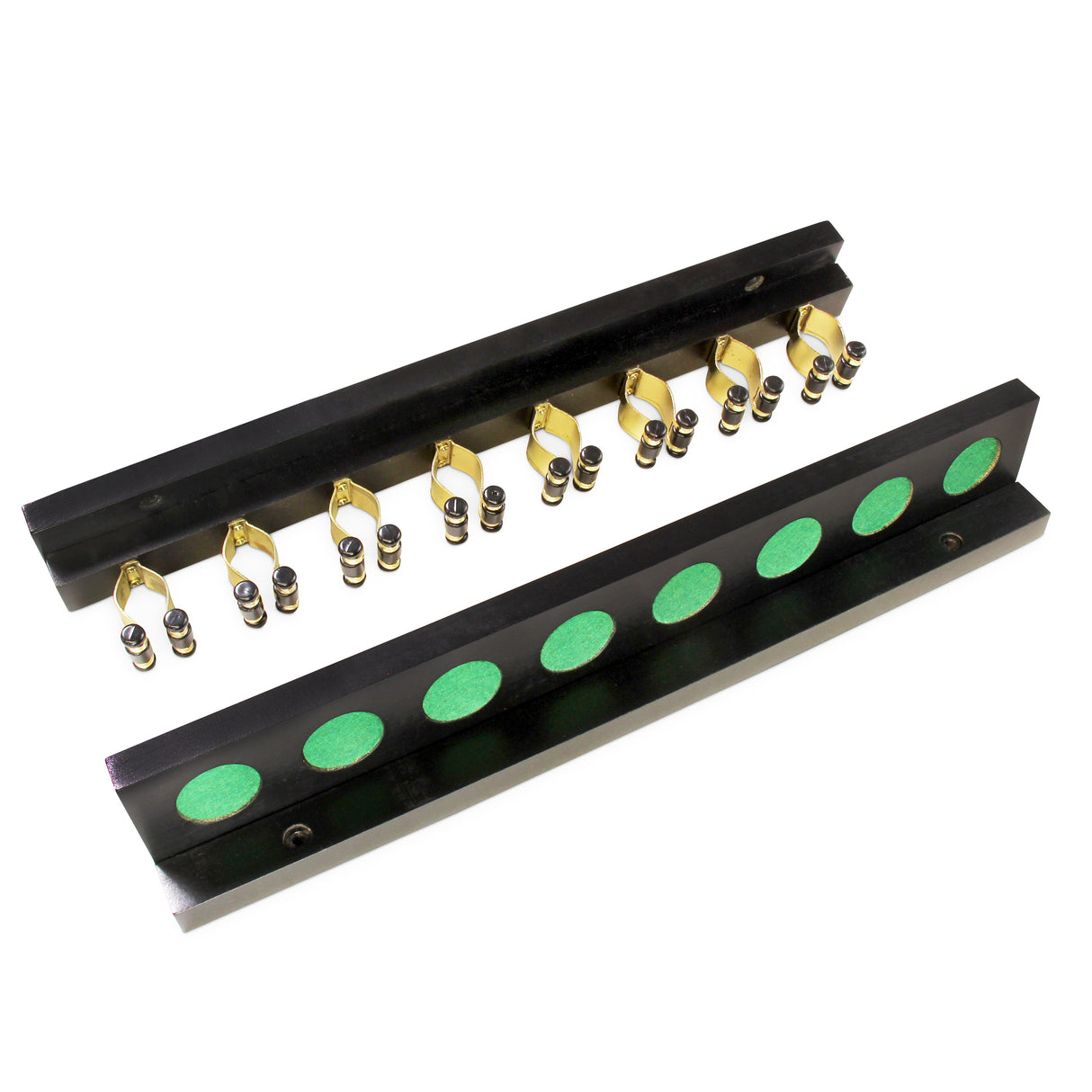 Funky Chalk 8 Way STRAIGHT Wall Mounted Snooker Pool Cue Rack with Brass Clips - Holds 8 Cues