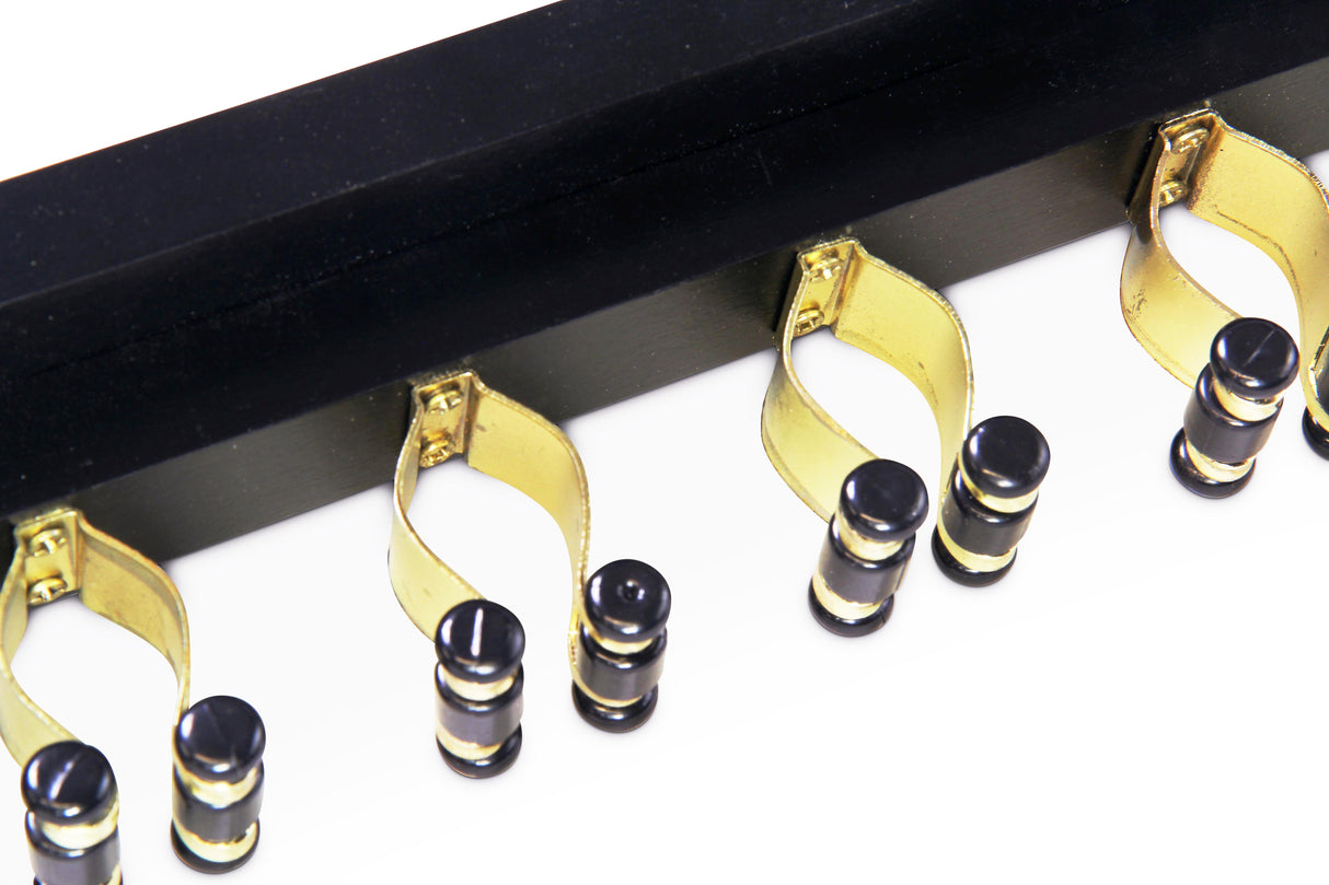 Funky Chalk 8 Way STRAIGHT Wall Mounted Snooker Pool Cue Rack with Brass Clips - Holds 8 Cues