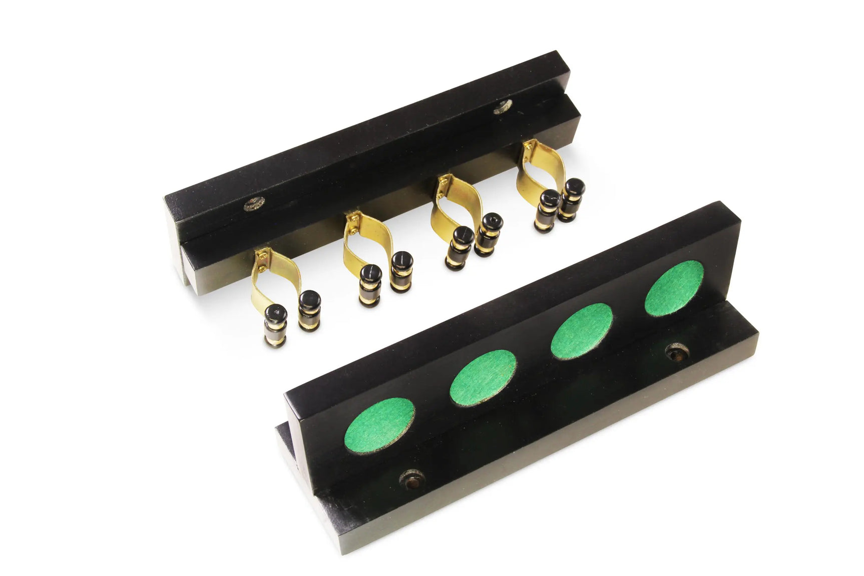 Funky Chalk 4 Way STRAIGHT Wall Mounted Snooker Pool Cue Rack with Brass Clips - Holds 4 Cues