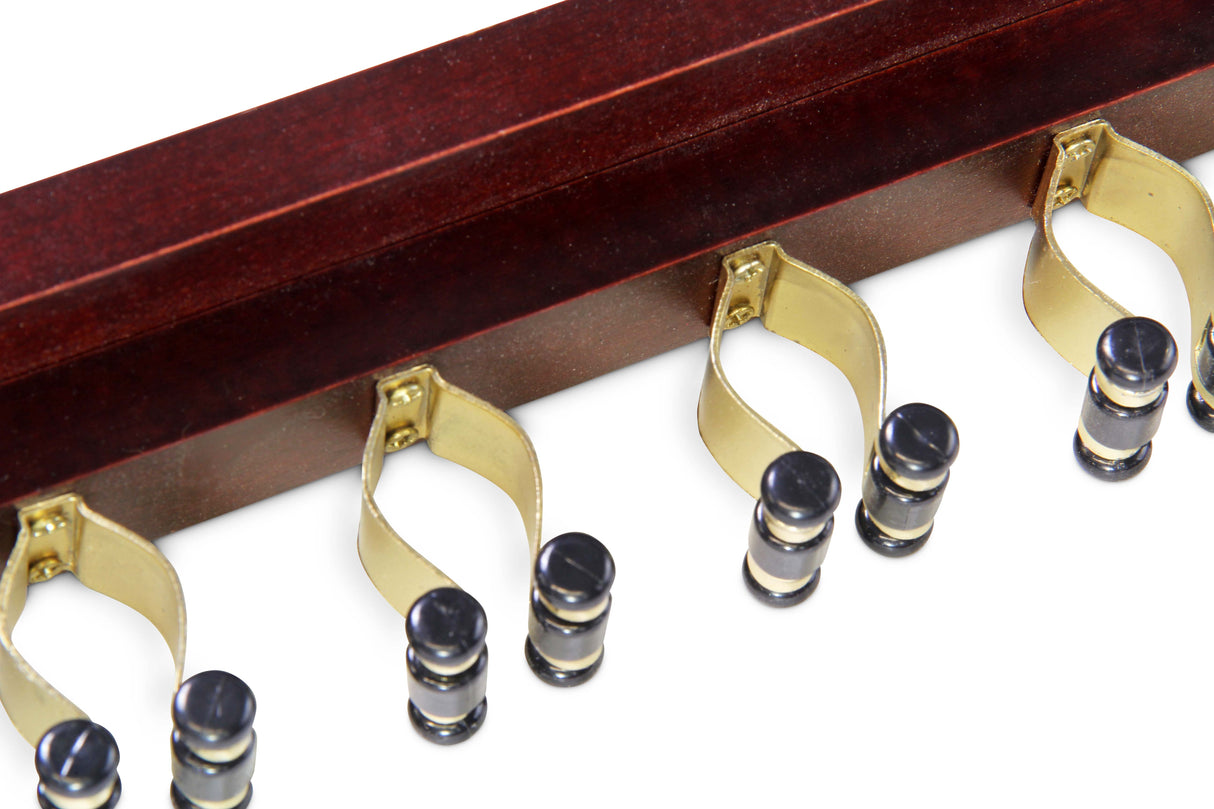 Funky Chalk 8 Way STRAIGHT Wall Mounted Snooker Pool Cue Rack with Brass Clips - Holds 8 Cues