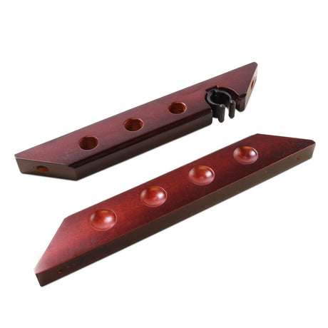 Wall Mounted 3 Hole and 1 Clip Snooker Pool Cue Rack - Holds 4 Cues