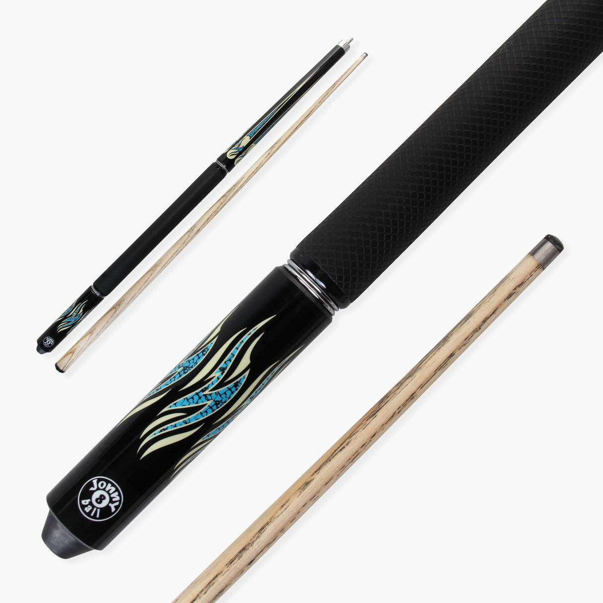 Jonny 8 Ball AQUA RISS 57 Inch 2 Piece Centre Joint English Pool Cue with 8.5mm Elk Master Tip