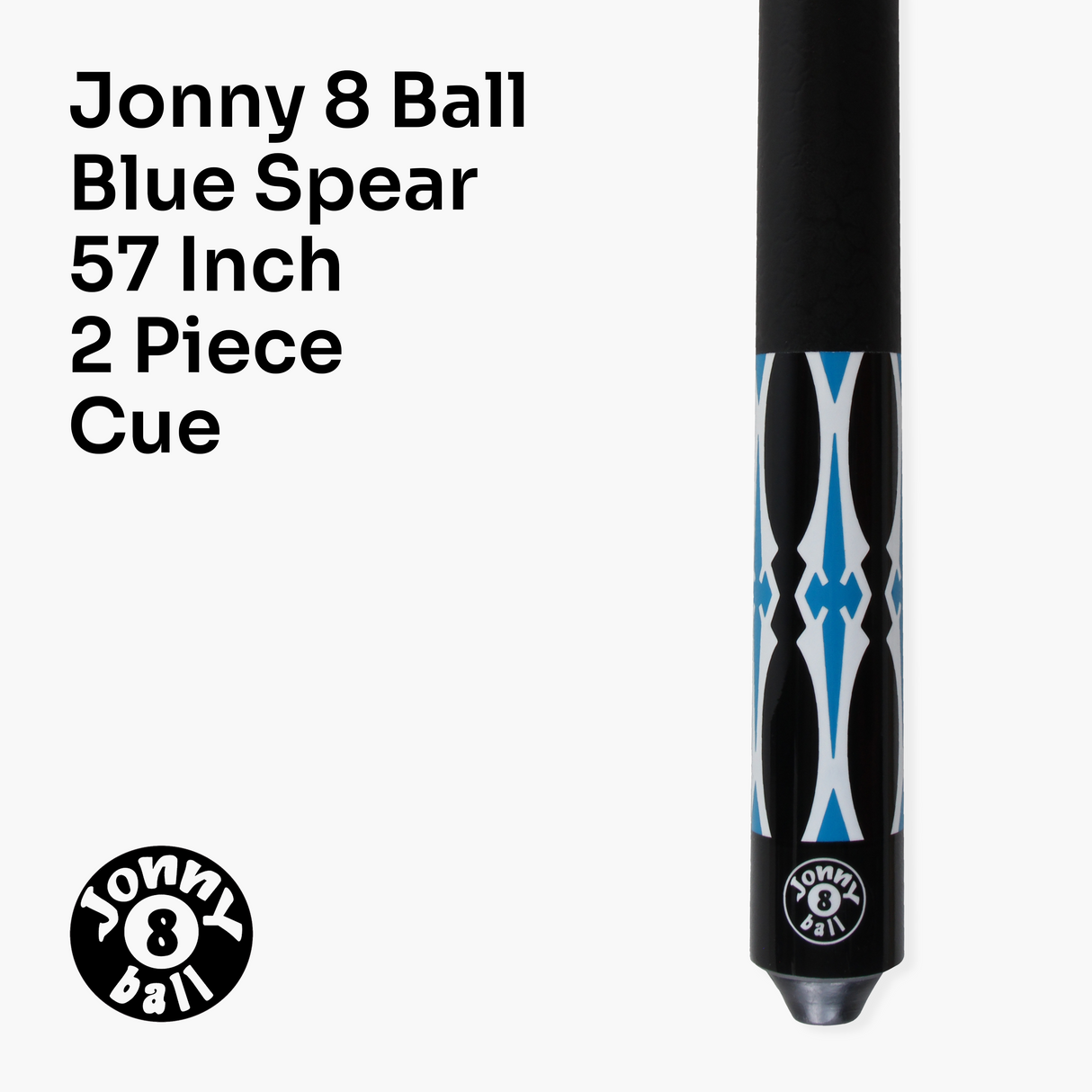 Jonny 8 Ball 57 Inch 2 Piece RISS Pool Cue 8.5mm Elk Master Tip - Interchangeable Shaft