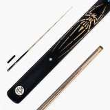 Baize Master Widow 57 Inch One Piece English Pool Cue 8.5mm Tip with Laser Engraved Shaft Technology and Hand-Fitted Baize Master Pro Tip – Mini Butt Included