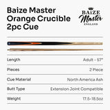 Baize Master CRUCIBLE 57 Inch 2 Piece Centre Joint Ash Snooker Pool Cue with 9.5mm Tip + Mini Butt Extension