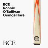 BCE Ronnie O'Sullivan Orange Flare 57 Inch 2 Piece Centre Joint Snooker Pool Cue and Case Set 9.5mm Tip with Classic Attache Case