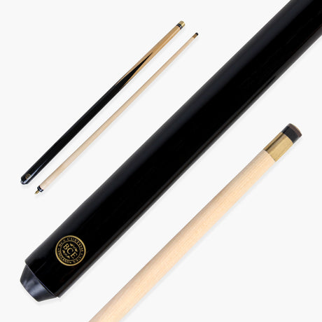 BCE 57 Inch 2pc Black POOL MASTER Economy Hardwood Pool Snooker Cue with 11mm Screw On Tip - great starter cue for beginner players!