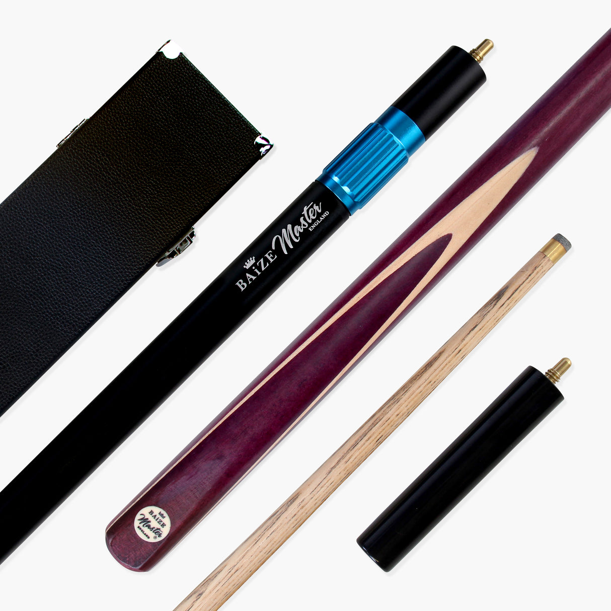 Baize Master Purple Heart 57 Inch 3 Piece Snooker Pool Cue and Case Set - Shorten to 43 Inch