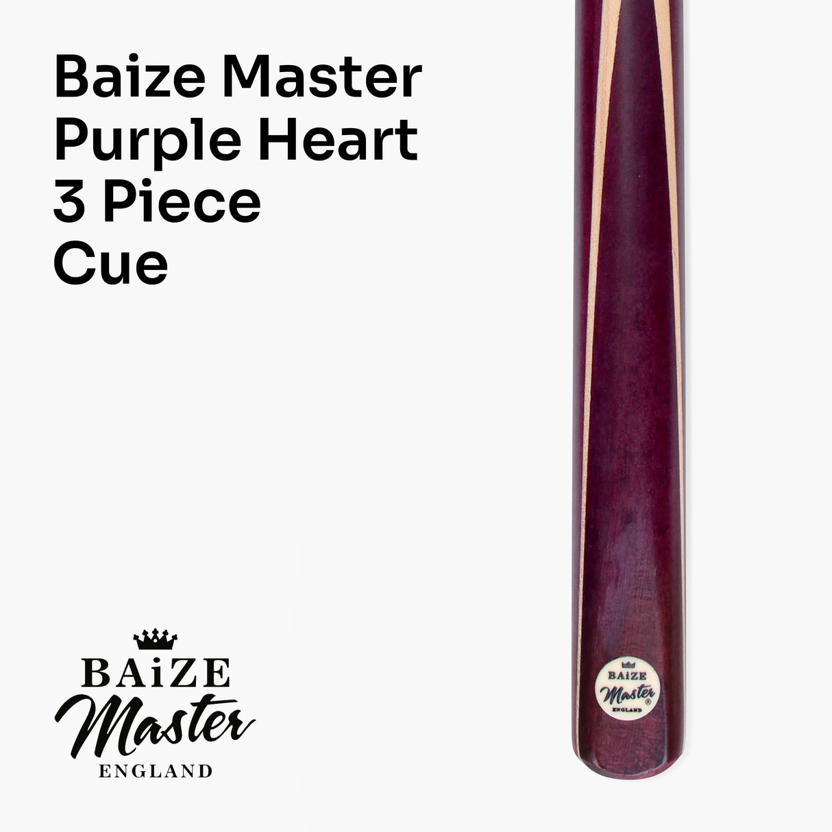 Baize Master Purple Heart 57 Inch 3 Piece Snooker Pool Cue and Case Set - Shorten to 43 Inch