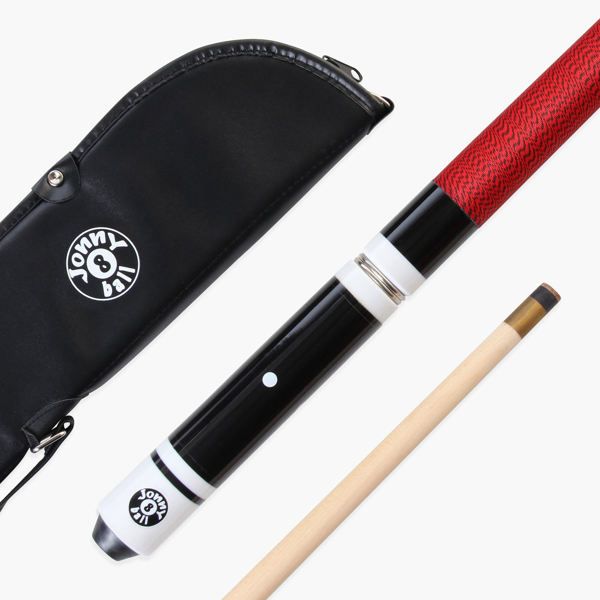 Jonny 8 Ball 4 Piece Hardwood Adjustable Snooker Pool Cue and SOFT CASE Set with 4 x 11mm Spare Tips