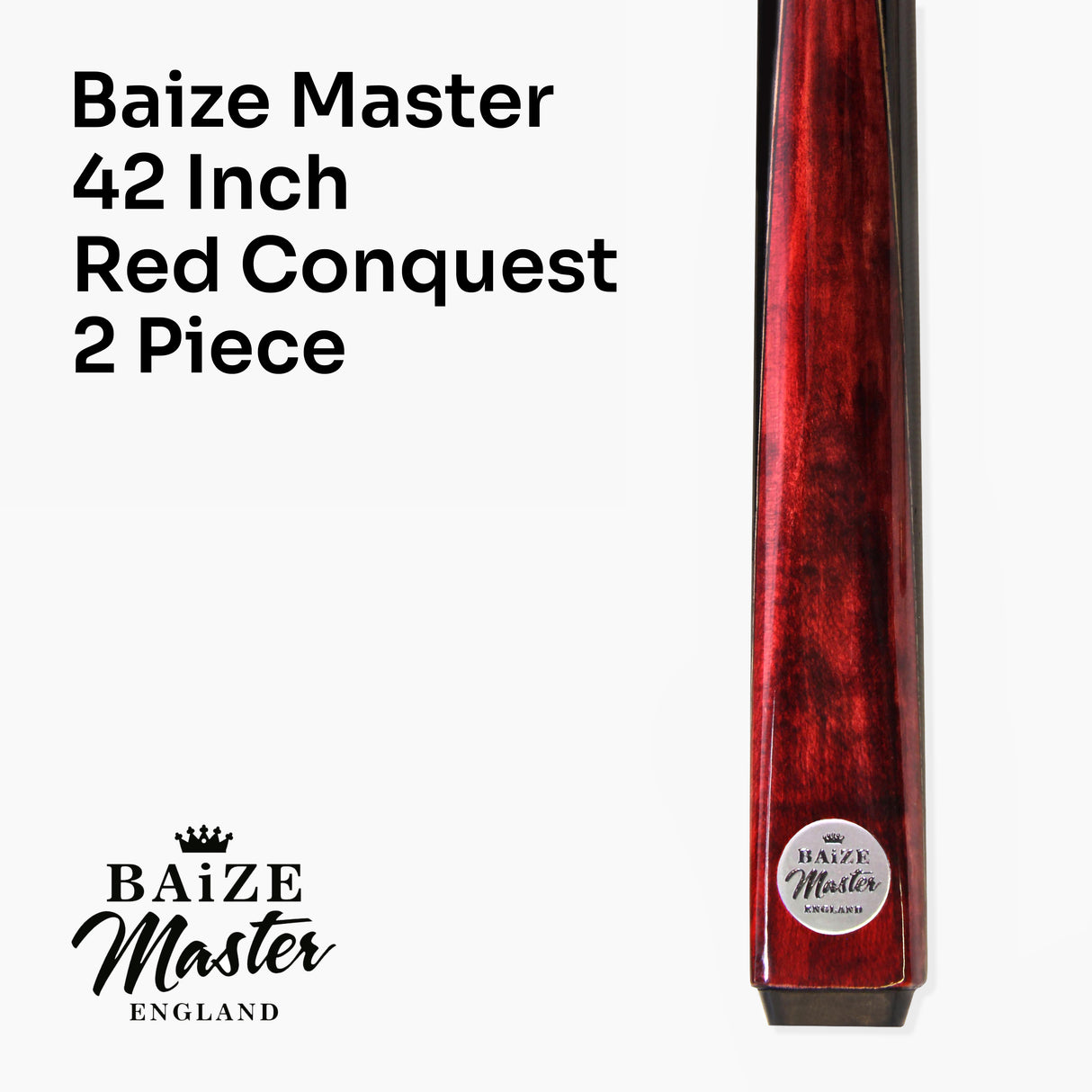 Baize Master CONQUEST 42 Inch 2 Piece Junior Kids Snooker Pool Cue 9.5mm Layered Tip