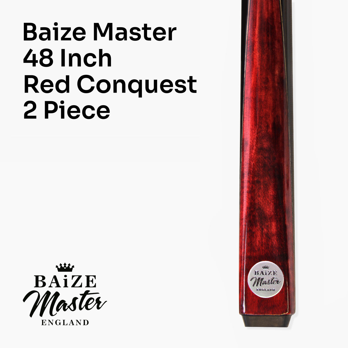 Baize Master CONQUEST 48 Inch 2 Piece Junior Snooker Pool Cue with 9.5mm Layered Tip