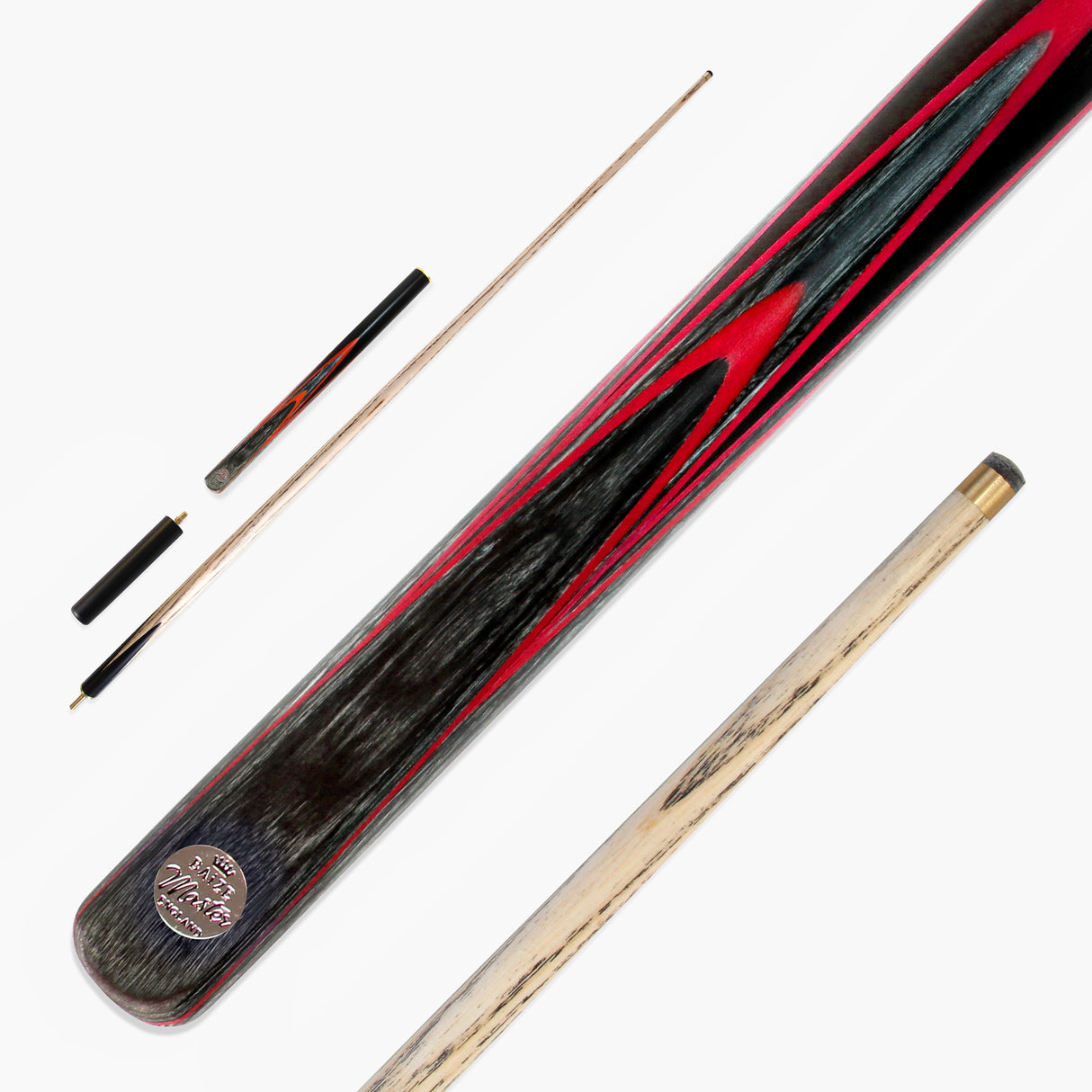 G14 Baize Master RED EMPEROR 57 Inch 3/4 English 8 Ball Pool Cue with 8.5mm Tip + Mini Butt Extension