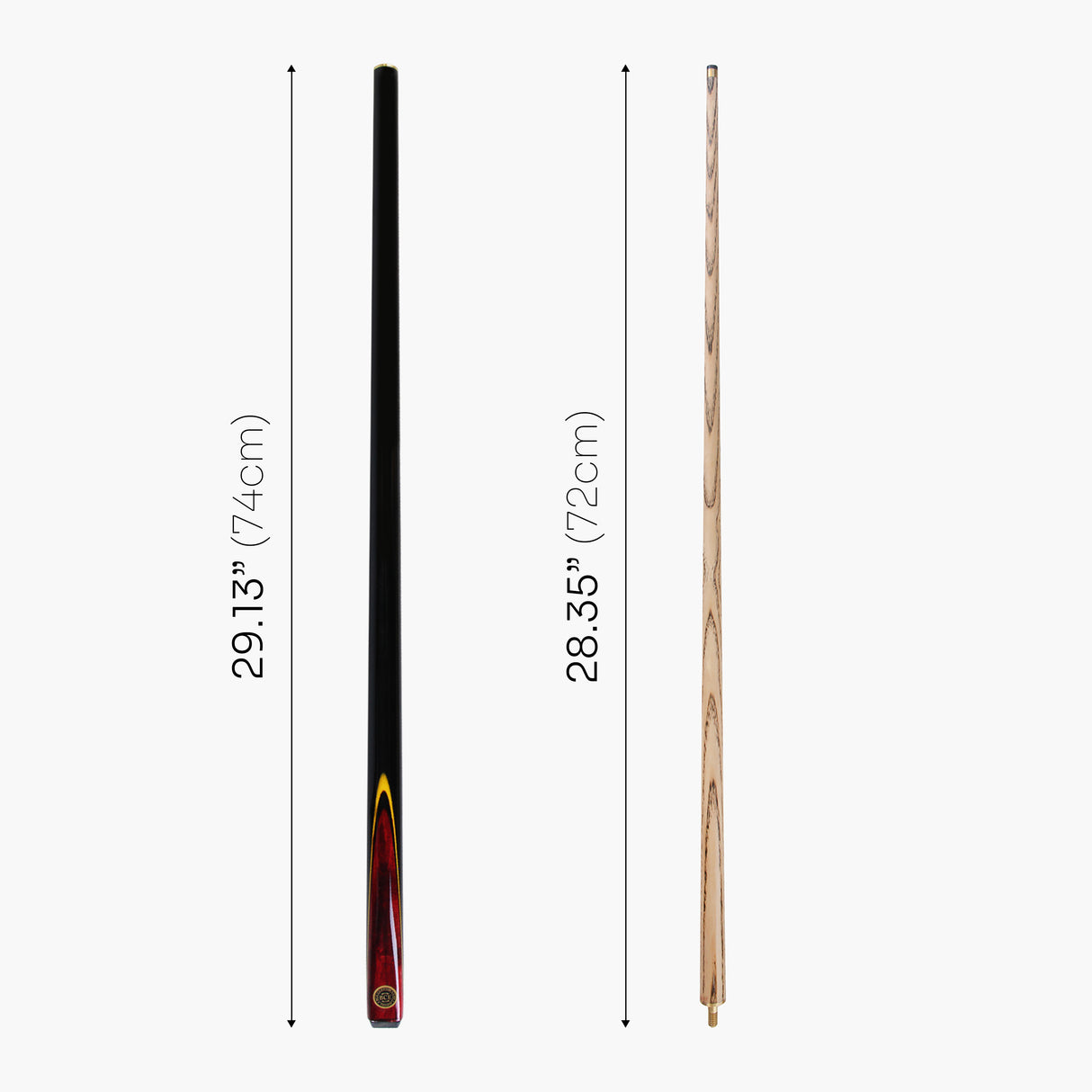 BCE Red Birds Eye Two Piece Ash Snooker Pool Cue - 9.5mm Tip