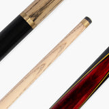 BCE Red Birds Eye Two Piece Ash Snooker Pool Cue - 9.5mm Tip