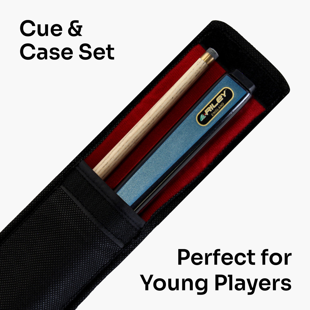 Riley Paul Hunter Striker 48 Inch 2 Piece Kids Snooker Pool Cue and Case Set 9.5mm Tip