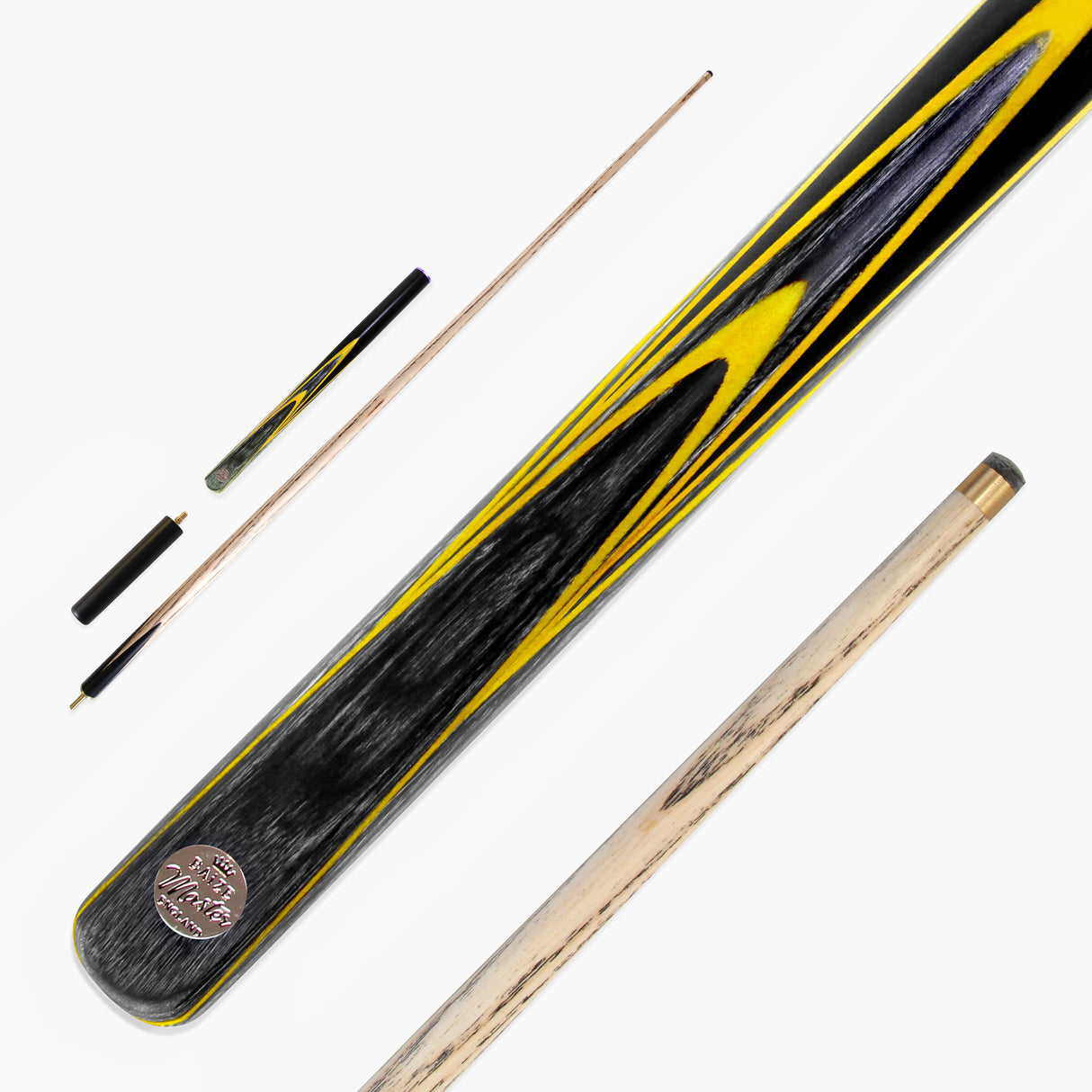 G14 Baize Master YELLOW EMPEROR 57 Inch 3/4 English 8 Ball Pool Cue with 8.5mm Tip + Mini Butt Extension