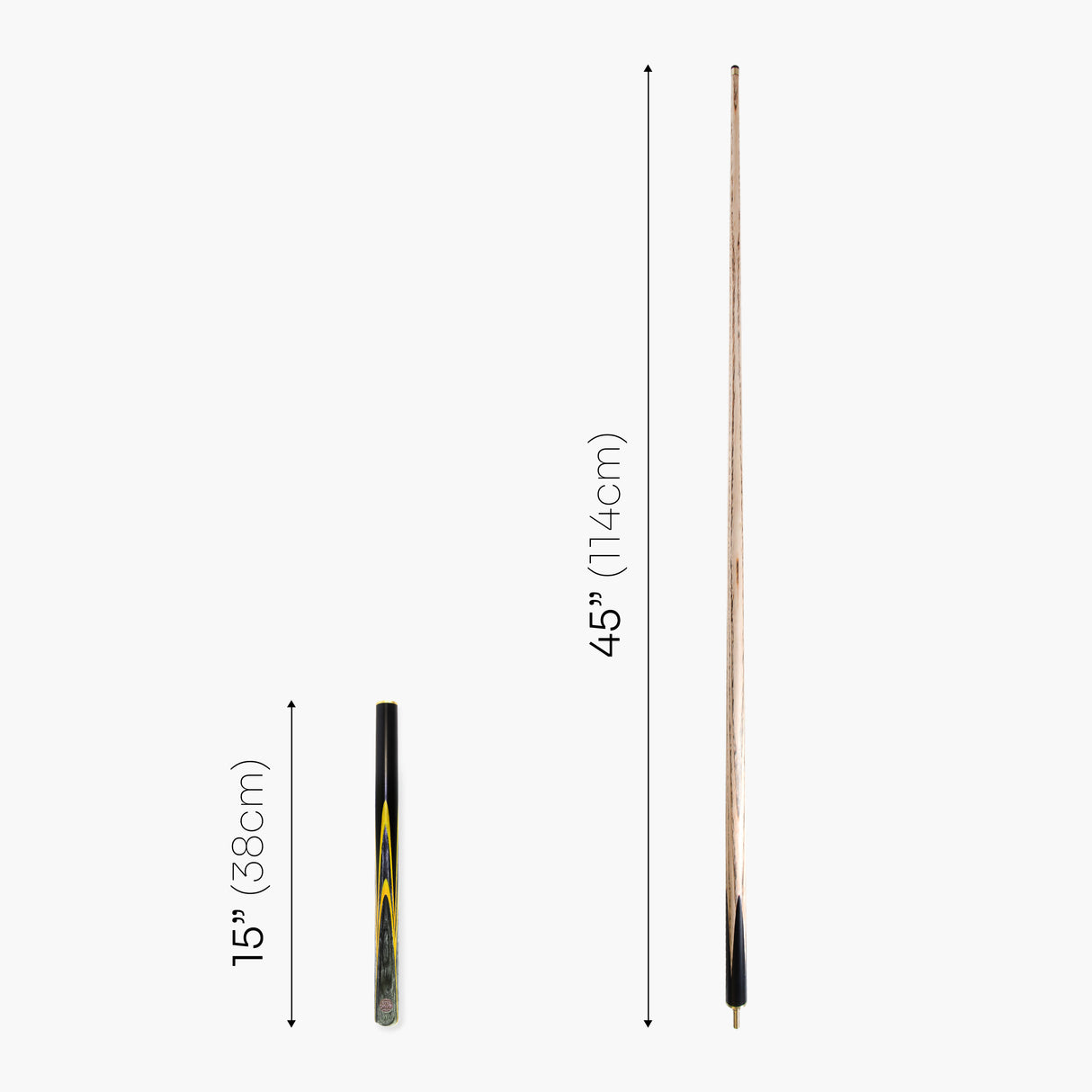 G14 Baize Master YELLOW EMPEROR 57 Inch 3/4 English 8 Ball Pool Cue with 8.5mm Tip + Mini Butt Extension