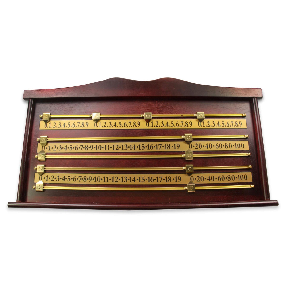 Solid Wood Mahogany Colour 4 Player Snooker Scoreboard with Brass Markers