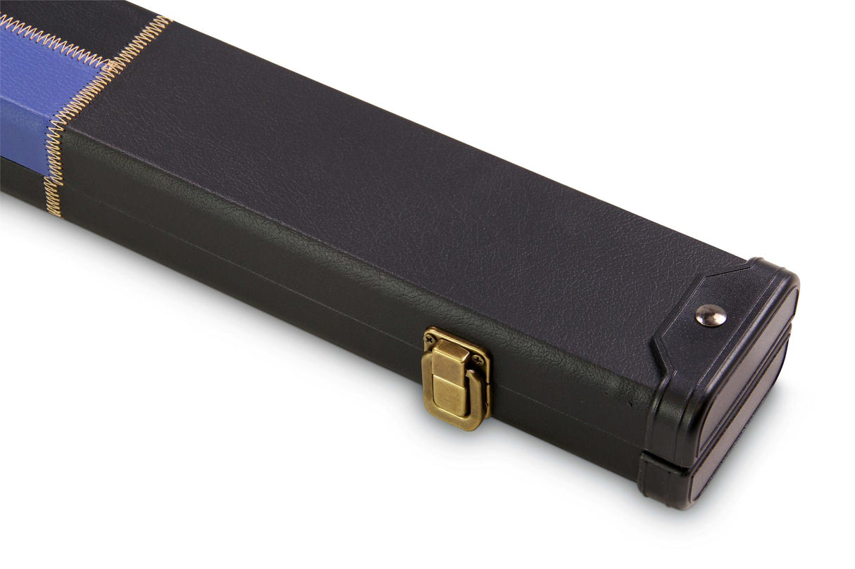 Deluxe 1 Piece 2 Slot CHEQUERED Cue Case with Plastic Ends and Chalk Compartment - Holds 2 Cues