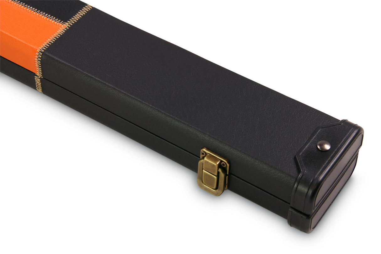 Deluxe 1 Piece 2 Slot CHEQUERED Cue Case with Plastic Ends and Chalk Compartment - Holds 2 Cues