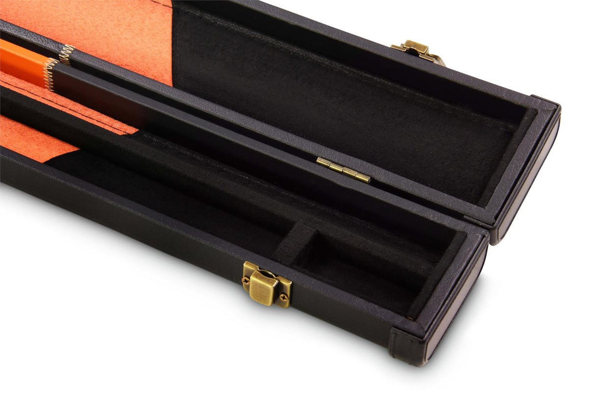 Deluxe 1 Piece 2 Slot CHEQUERED Cue Case with Plastic Ends and Chalk Compartment - Holds 2 Cues