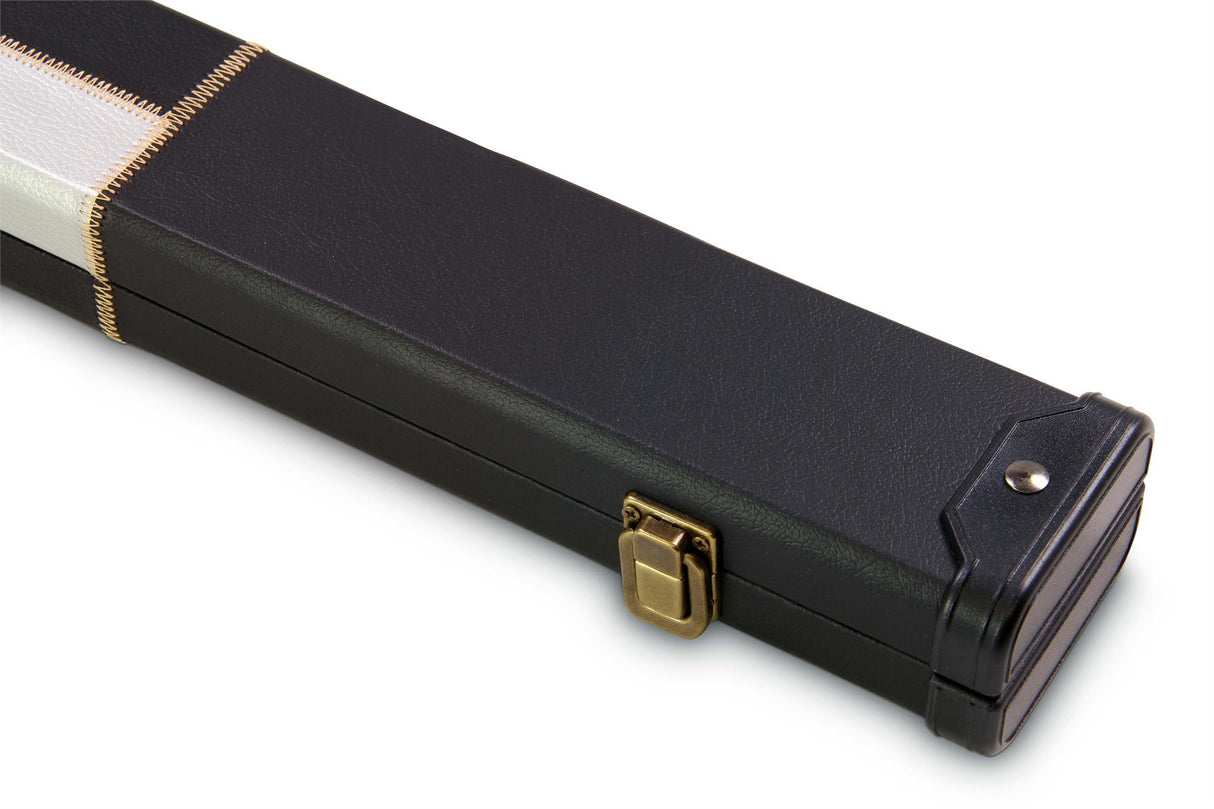 Deluxe 1 Piece 2 Slot CHEQUERED Cue Case with Plastic Ends and Chalk Compartment - Holds 2 Cues