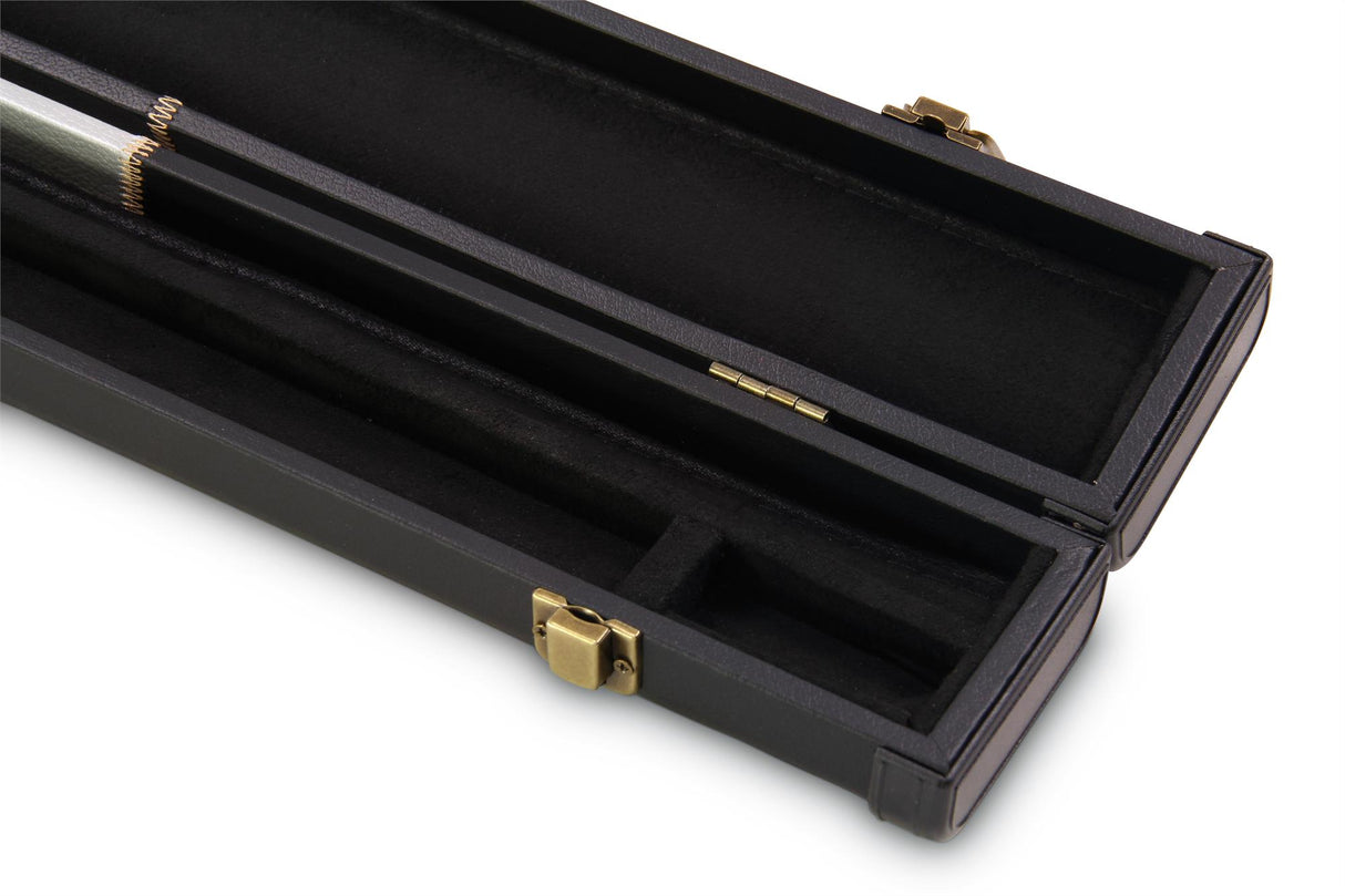 Deluxe 1 Piece 2 Slot CHEQUERED Cue Case with Plastic Ends and Chalk Compartment - Holds 2 Cues