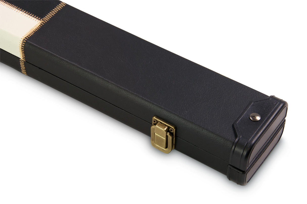 Deluxe 1 Piece 2 Slot CHEQUERED Cue Case with Plastic Ends and Chalk Compartment - Holds 2 Cues