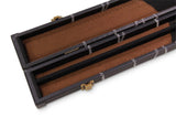 Baize Master WHITE STITCH 2pc Deluxe Snooker Pool Cue Case with Plastic Ends Black and Brown Interior