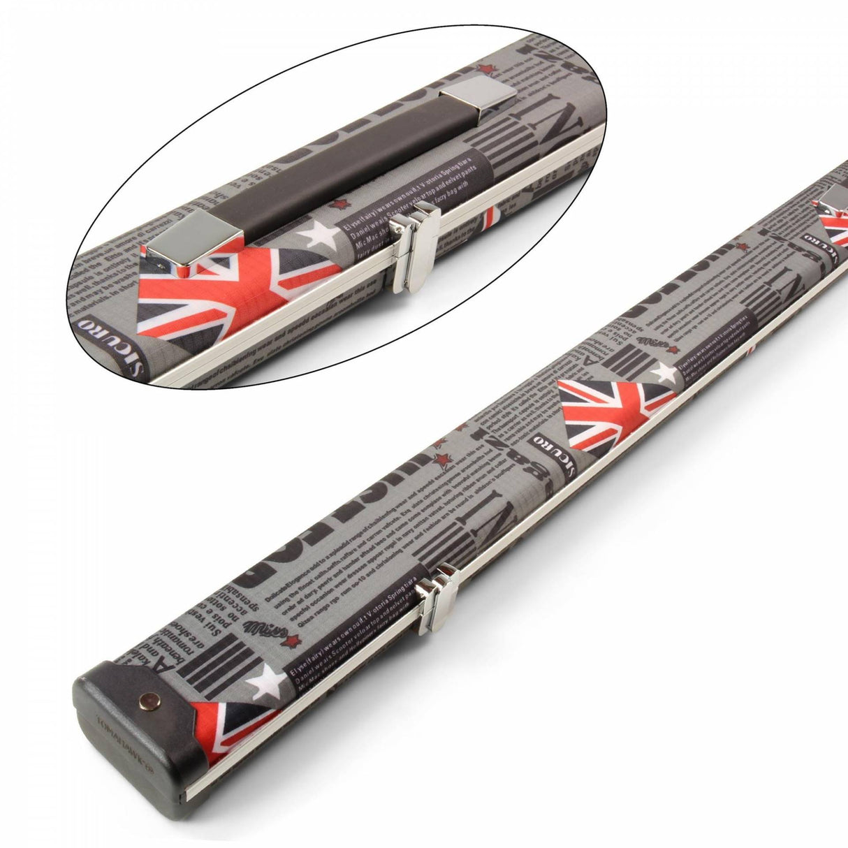 Tomahawk UNION JACK Pro-Aluminium 3/4 Jointed Pool Snooker Cue Case - DARK GREY