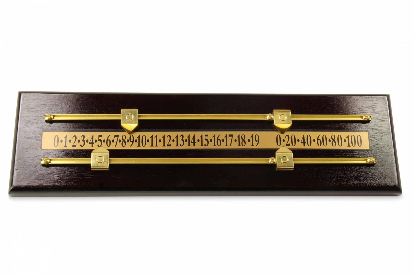 MAHOGANY Effect MDF Wooden Snooker Scoreboard for 2 Players with Brass Markers and Rails - 17.5 Inches