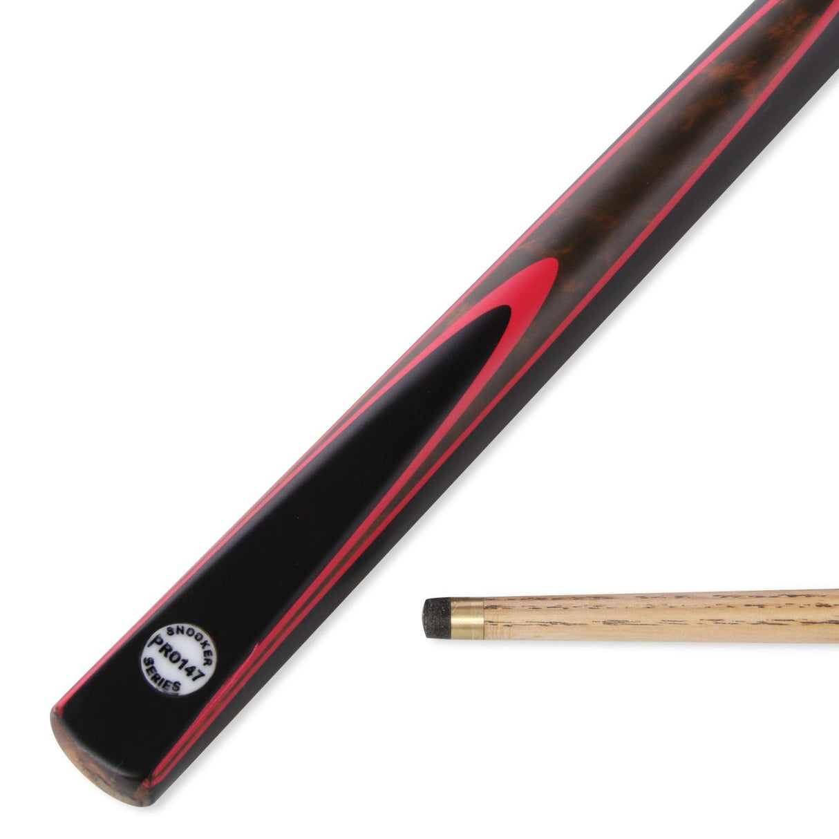 Pro147 RED BURL 2pc Centre Joint Snooker Pool Cue 57 Inch with Matching Ash Grain and 9.5mm Tip