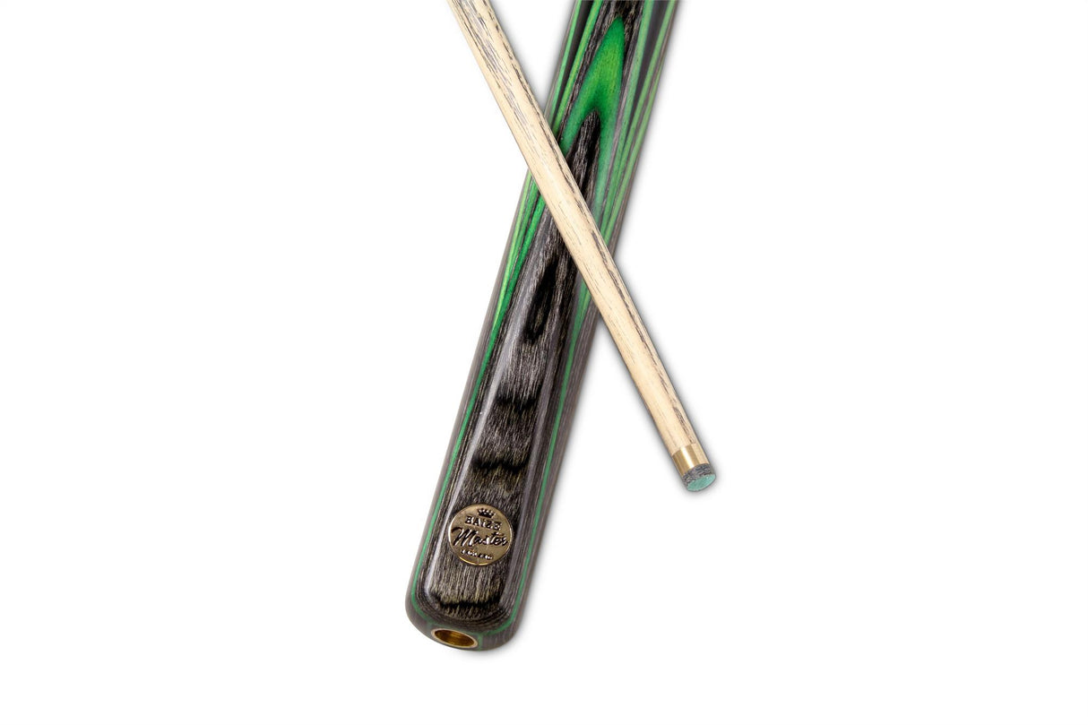 Baize Master Gold Series GREEN EMPEROR 8-BALL POOL CUE SET with 57 Inch Hand Spliced 3/4 Joint Cue 8mm Tip, Deluxe Black Interior Hard Case and 2 x Chalk