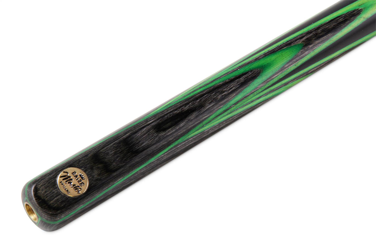 Baize Master Gold Series GREEN EMPEROR 8-BALL POOL CUE SET with 57 Inch Hand Spliced 3/4 Joint Cue 8mm Tip, Deluxe Black Interior Hard Case and 2 x Chalk