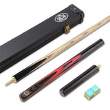 Baize Master Gold Series RED EMPEROR 8-BALL POOL CUE SET with 57 Inch Hand Spliced 3/4 Joint Cue 8mm Tip, Deluxe Black Interior Hard Case and 2 x Chalk